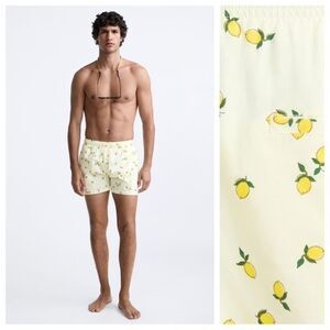 NWOT Zara Man Lemons Print Swim Trunks / Briefs – Men’s XL